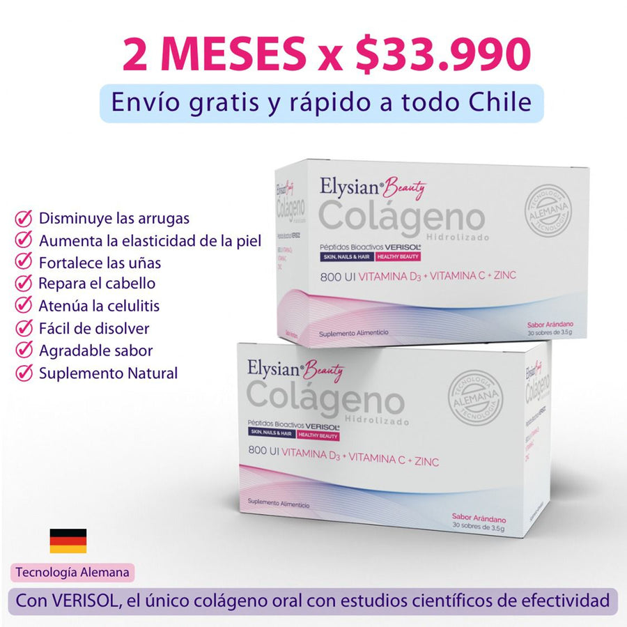 2x Elysian Beauty Colágeno 1 mes de tratamiento - Tecnología Alemana