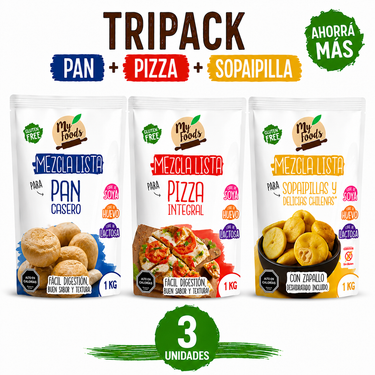 Tripack Pan + Pizza + Sopaipilla Sin Gluten
