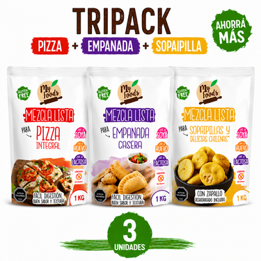 Tripack Pizza + Empanada + Sopaipilla Sin Gluten