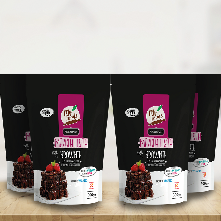CUATRIPACK Mezcla Lista para BROWNIE PREMIUM Sin Gluten (2 KG)