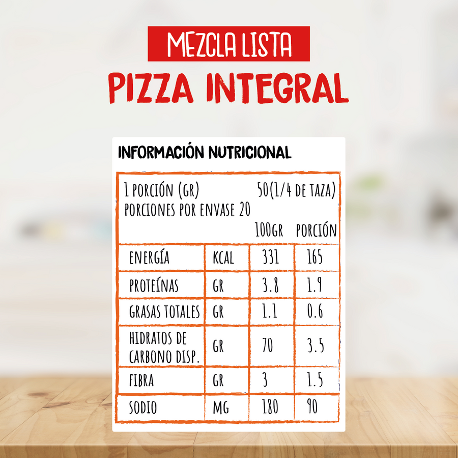 Mezcla Lista para PIZZA INTEGRAL Sin Gluten (1 KG)